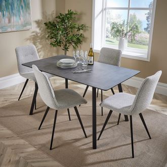 Home Source Industries Wickford Modern Dining Table with 4 Ashford Boucle Chairs Set