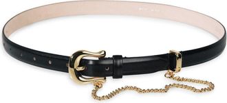 D&eacute;hanche Luzia Chain Leather Belt in Black/gold at Nordstrom, Size X-Small
