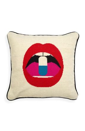 Jonathan Adler Lips Needlepoint Throw Pillow in Lips Full Dose at Nordstrom, Size 1Ft 8In X 1Ft 8In