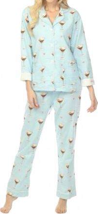 PJ Salvage Espresso Martini Flannel Pajama Set In Ice Blue