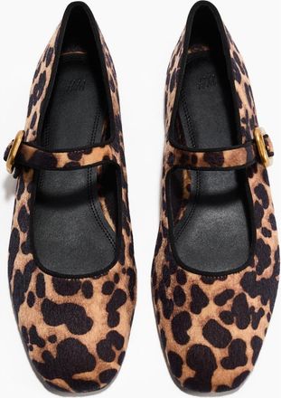 H&M Mary Jane Ballet Flats in Beige/leopard Print at Nordstrom, Size 11