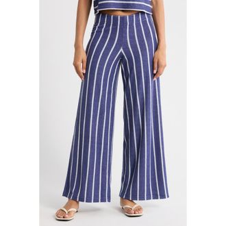 Marine Layer Beach Stripe Terry Cloth Pants in Bay Blue And White Stripe at Nordstrom, Size X-Large