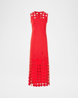 Akris Dot Cut-Out Jersey Sleeveless Midi Dress