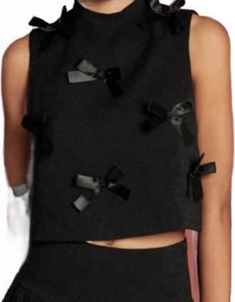 Sister Jane Birdie Bow Top In Black
