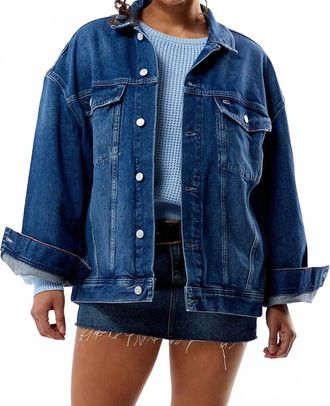 Tommy Jeans Blue Daisy Oversized Flag Jacket In Denim Medium