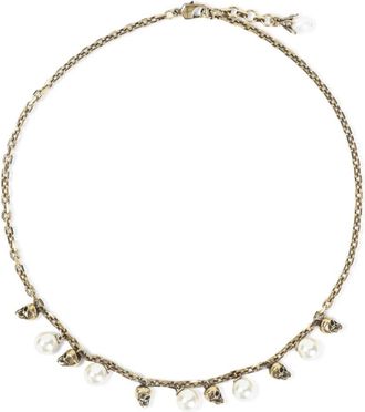 Alexander McQueen Alexander McQueen, Necklaces, female, Yellow, Size: ONE SIZE Pearly Skull Necklace