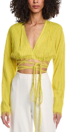 Sally Lapointe Lightweight Fringe Tie Waist Top