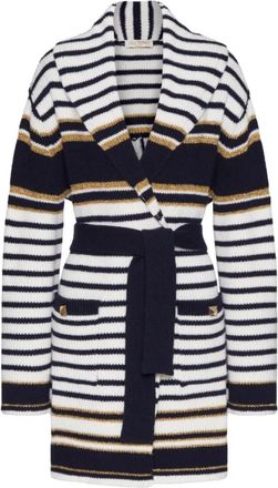 Valentino Gestreept Lurex Cardi-Coat - Dames - Lange truien - Veelkleurig - S - Wol - Truien & Vesten