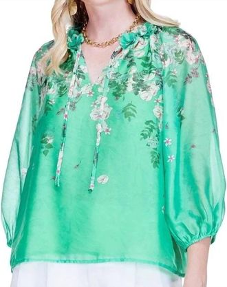 Jade Yoga Dimensional Flowers Top In Emerald Bloom
