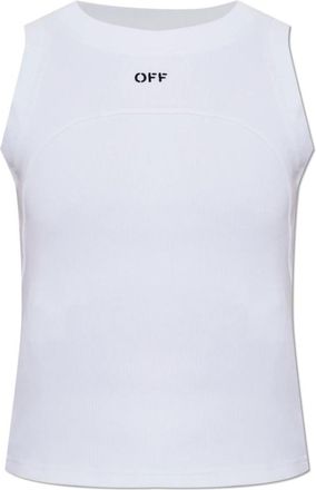 Off-white Ribbed Sleeveless Top - Dames - Tops zonder mouwen - Wit - S - Katoen - Tops