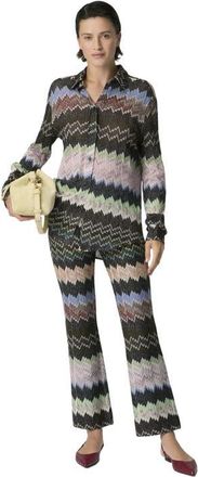 Missoni Snake-pattern Viscose Lam&eacute; Shirt in Green& Brown at Nordstrom, Size 44 It