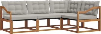 vidaXL Conjunto De Sof&aacute;s De Exterior 4 Uds. Gris Natural Y Claro Vidaxl