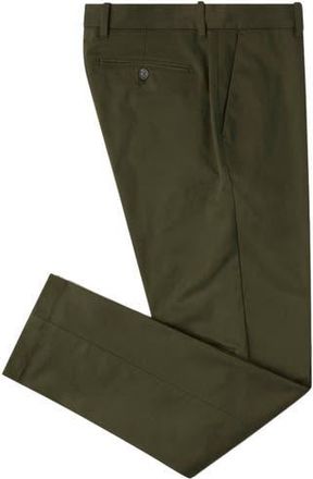 Robert Talbott Douglas Brushed Cotton Chino Pant in Khaki Green at Nordstrom, Size 34 X 32