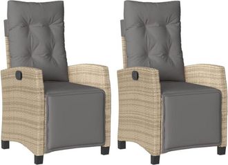 vidaXL Vidaxl - Sill&oacute;n Reclinable Jard&iacute;n Reposapi&eacute;s 2 Uds Rat&aacute;n Pe Beige Mezcla