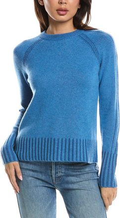 Fort&eacute; Cashmere Plaited Rib Trim Crewneck Cashmere Sweater