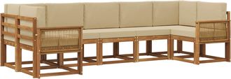 vidaXL Conjunto De Sof&aacute;s De Exterior 7 Uds. Natural Y Beige Vidaxl