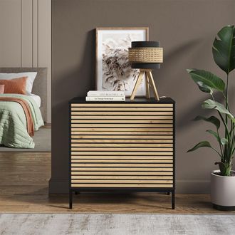 Vicco C&oacute;moda Eliza, Negro/roble, 80 X 81.2 Cm 2 Cajones Vicco