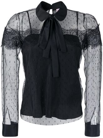 Red Valentino point desprit tulle blouse - women - Polyester/Polyamide - 44 - Black
