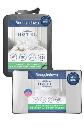 Snuggledown Hotel Goose Feather & Down 10.5 Tog All Year Round Duvet With 2 Pillows in White | Size: Double