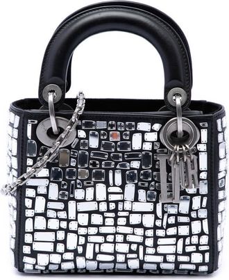 Dior Pre-owned Dior Mini Smooth Calfskin Embroidered Mosaic of Mirrors Lady Dior Ladies MNYNWQQ8ENXS4B06