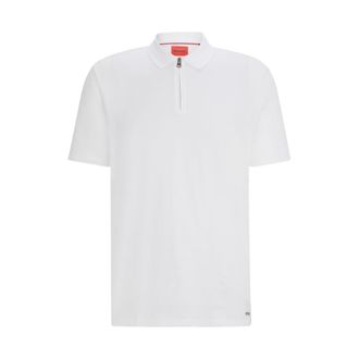 HUGO BOSS Cotton-blend polo shirt with zip placket