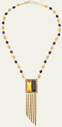 Giorgio Armani Swarovski Crystal Fringe Pendant Long Necklace