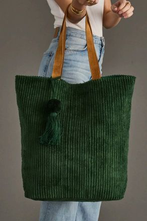 Panache Womens Corduroy Tote Bag In Dark Green