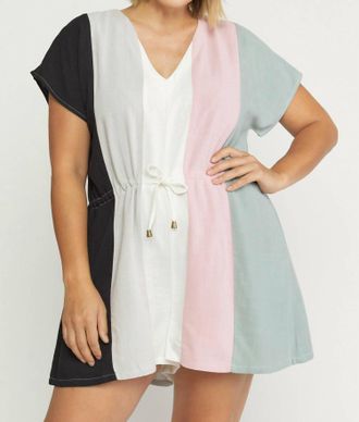 Entro Color Block Romper In Black