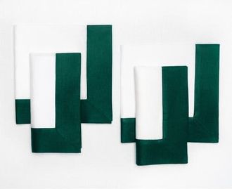 Solino Home Linen Dinner Napkins Set of 4, 20 x 20 - Contempo in Rainforest And White at Nordstrom