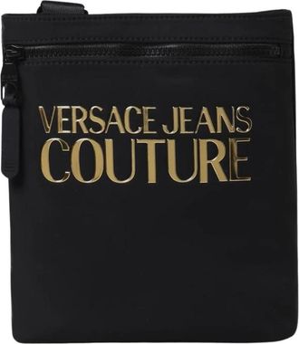 Versace Jeans Couture Stijlvolle Zwarte Schoudertas - Heren - Schoudertassen - Zwart - ONE Size - Nylon - Tassen