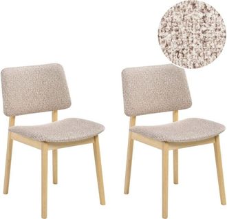 Beliani Set of 2 Dining Chairs BLANE Wood Light Brown/ Taupe