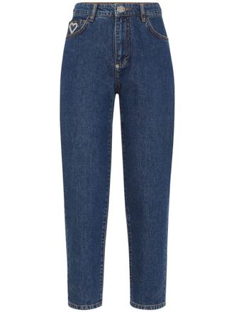Philipp Plein Jeans Heart affusolati con strass - Blu