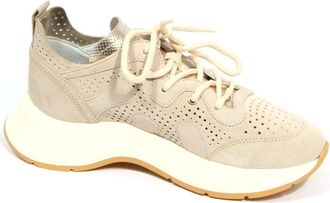 Hogan Geperforeerde su&egrave;de schoenen - Dames - Sneakers - Beige - 36 EU - Su&egrave;de - Schoenen