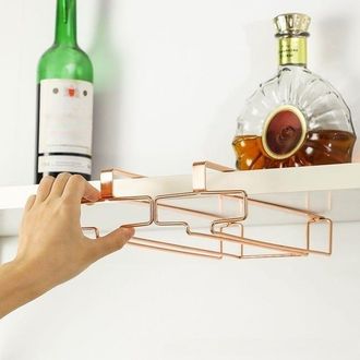 OEM Estante Para Copas De Vino De Doble Fila Color Oro Rosa, Soporte Para Copas Colgantes, Soporte Para Copas De Vino, Estante Para Colgar Copas De Vino
