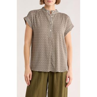 Max Studio Patterned Top in Ivory/army Four Clover at Nordstrom Rack, Size X-Small