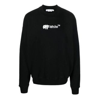Off-white Mens Off-White FW22 Logo Embroidered Round Neck Long Sleeves Black OMBA054F22FLE0011001