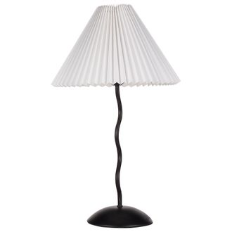 Beliani L&aacute;mpara De Mesa Metal Mesita De Noche Pantalla Material Sint&eacute;tico Blanco Y Negro Jikawo