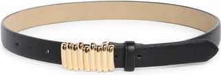 Steve Madden Ridged Plaque Belt in Black-Gold at Nordstrom Rack, Size X-Large
