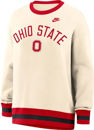 Nike Ohio State Legacy Nike Womens College Oversized Pullover Crew in Brown | 040H0KOMOBV-526