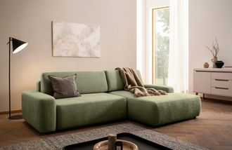 HOME AFFAIRE Ecksofa »TORGE (264cm), Schlafsofa in Cord, Samtvelours o Struktur fein, L-Form« Schlaffunktion, Bettkasten, Liegefläche: 125/210 cm