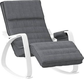 vidaXL Silla Mecedora De Tela Gris Oscuro Vidaxl