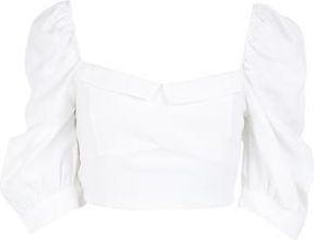 8 by YOOX VISCOSE BLENF PUFF-SLEEVE CROP TOP