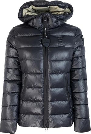 Blauer Zwarte jas met ruitpatroon - Dames - Winterjassen - Zwart - XL - Nylon - Jassen