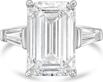 Diana M. Jewels Platinum 8.00 ct tw Emerald Cut with two Long Baguettes on the side Engagement Ring (Single Claw)
