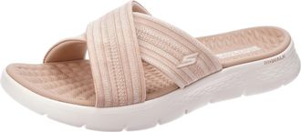 Skechers Womens Go Walk Flex Sandal Impressed Sandals/Thong Sandals, Taupe Textile, 5 UK