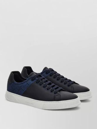 Ferragamo clayton monogram jacquard leather lace up sneakers