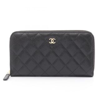 Chanel Black Leather Long Wallet (Bi-Fold) (Pre-Owned)