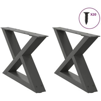 vidaXL Vidaxl - Patas Para Mesa De Centro (2 Unidades), Antracita, 60 X (30-31,3) Cm, Acero