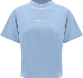 Balenciaga Back T-Shirt - Dames - T-shirts - Blauw - M - Katoen - Tops