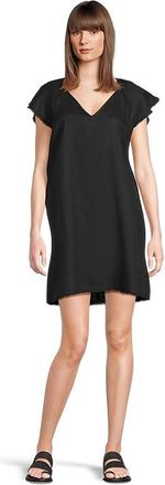 Tommy Bahama Two Palms Flutter Shift Dress Womens Dress Black : LG (US 12-14), Linen